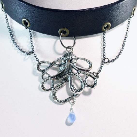 Silver Octopus Necklace Layered Chain Choker - Twisted Pixies