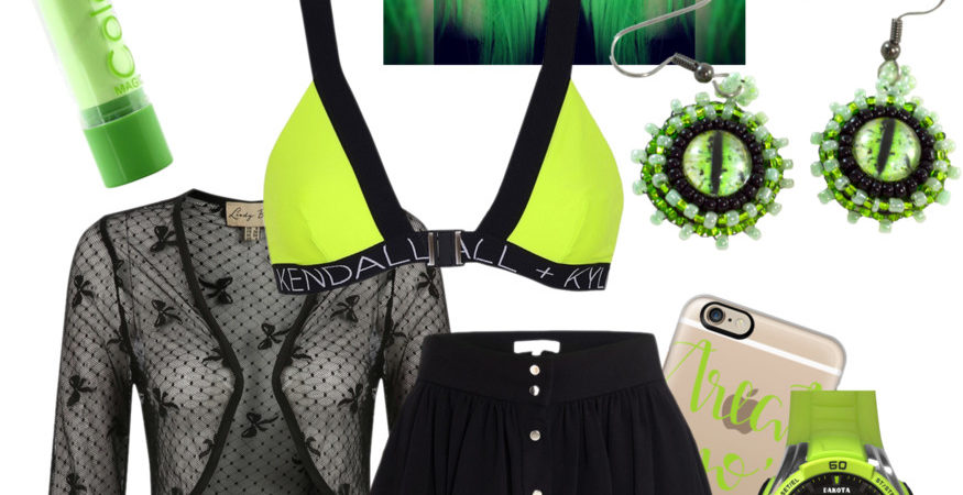 Goth Punk Outfit: Say it with Neon Green - Twisted Pixies