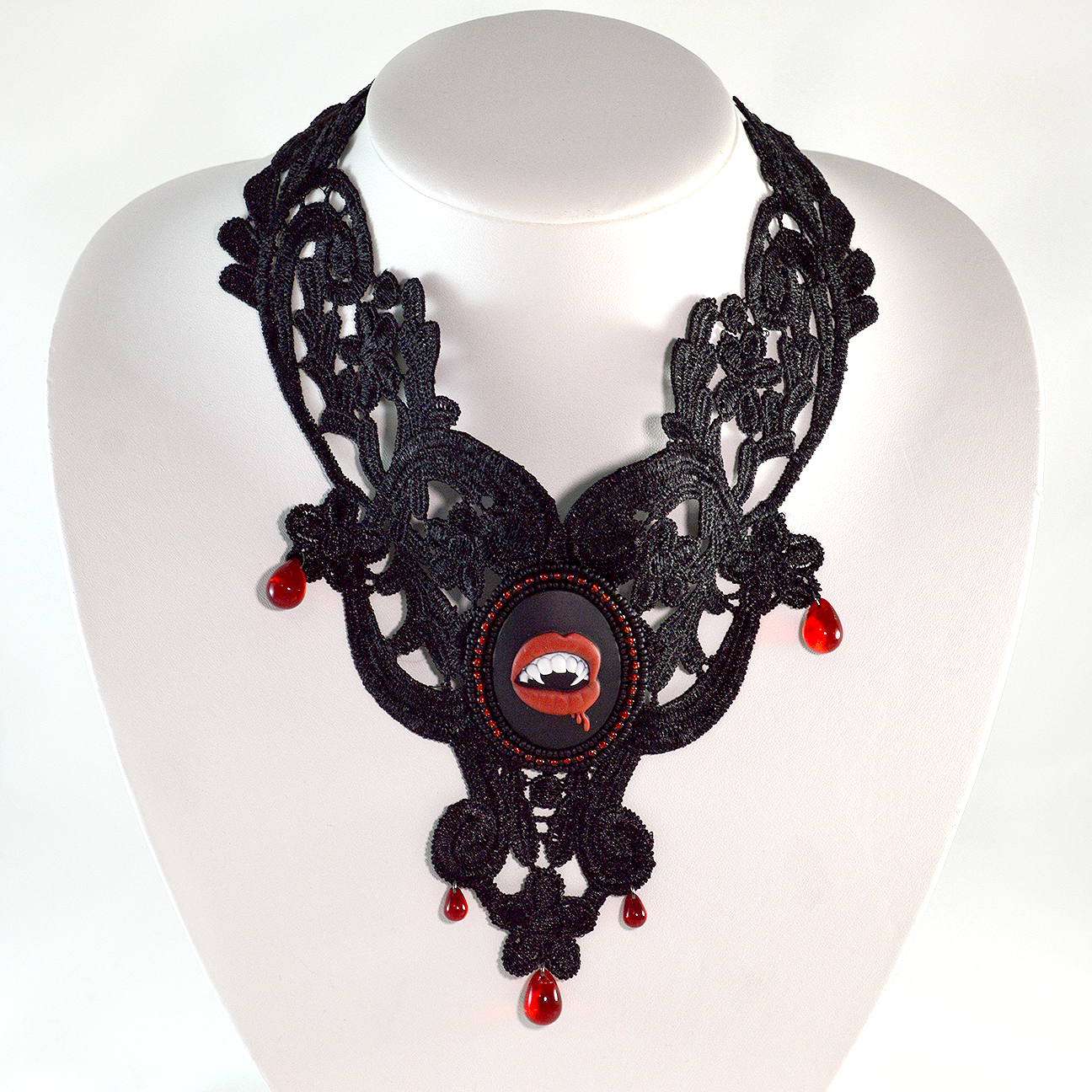 Vampire Costume Jewelry – Black Lace – Vampire Cameo - Twisted Pixies