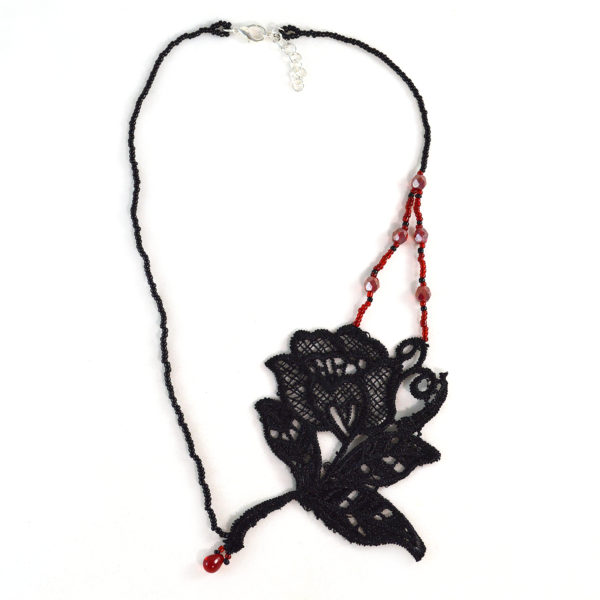 Gothic Rose Necklace – Red and Black Goth Jewelry – Twisted Pixies