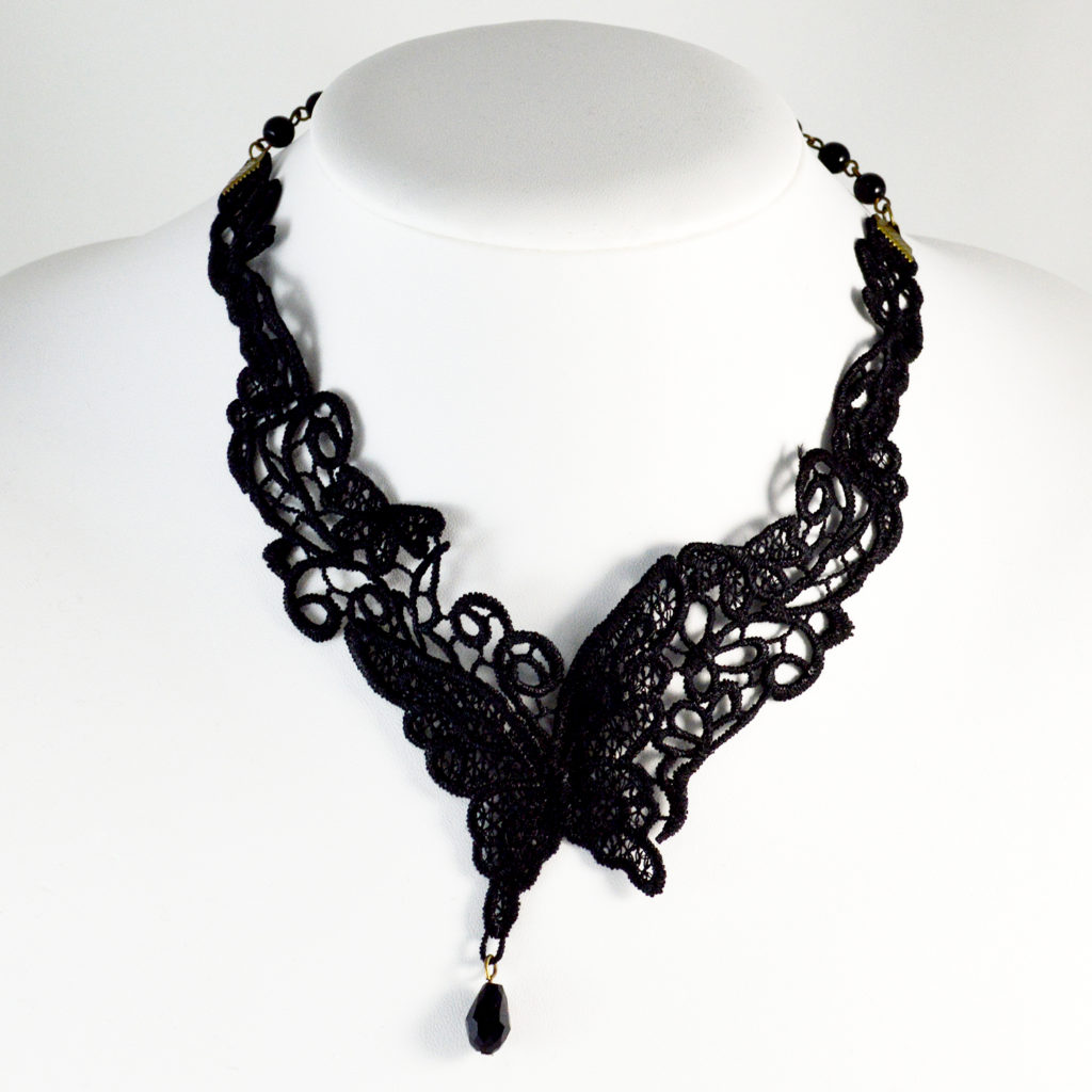 Black Butterfly Necklace – Lace Gothic Jewelry - Twisted Pixies