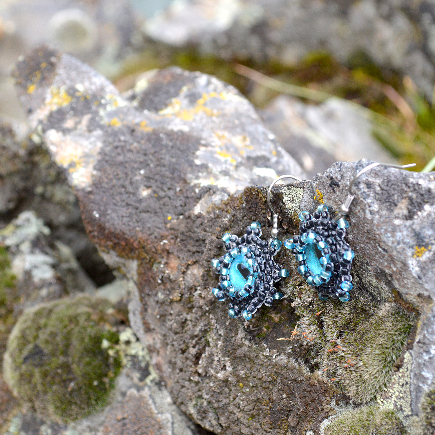 blue octopus eye earrings