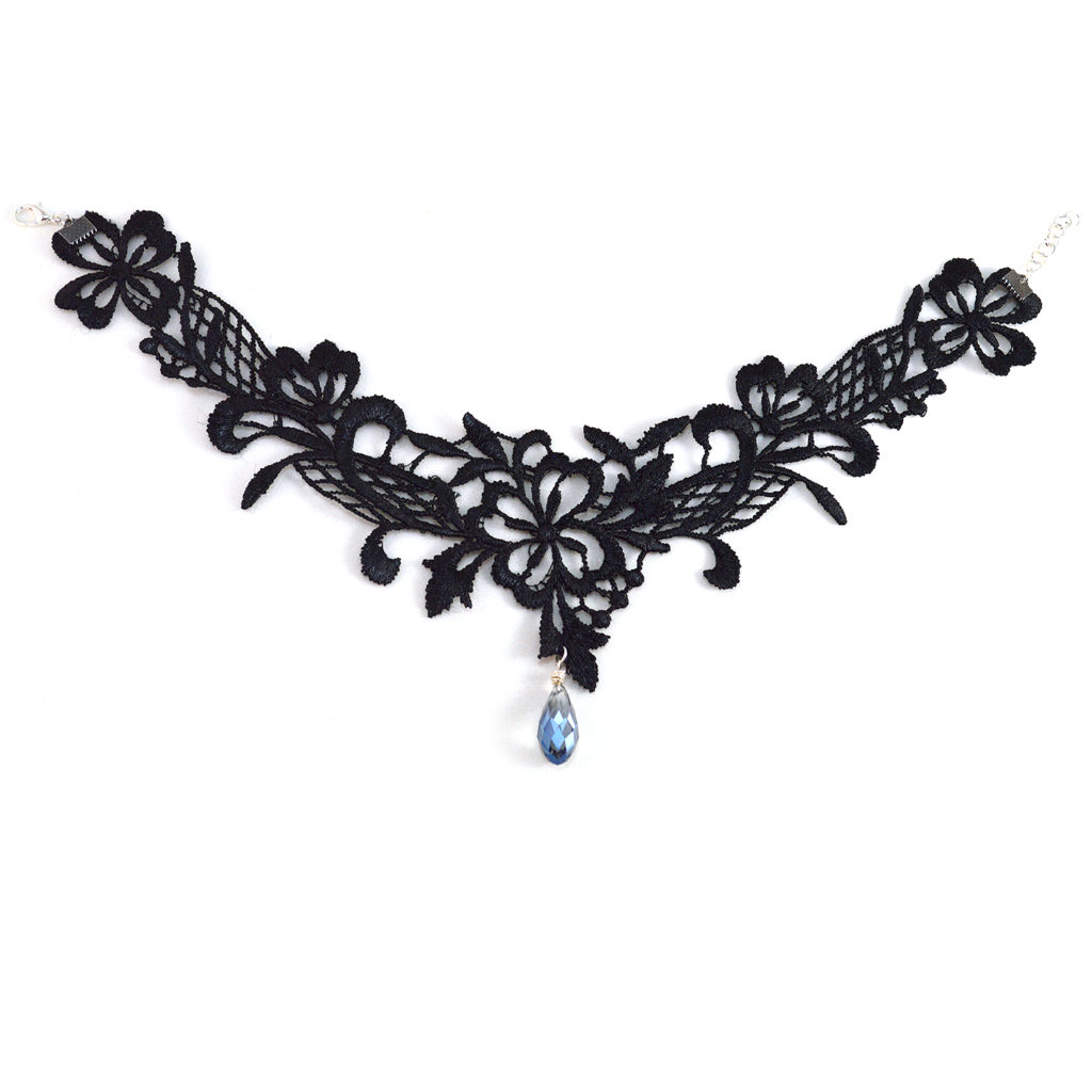 Black Crystal Choker Necklace – Gothic Lace Jewelry - Twisted Pixies