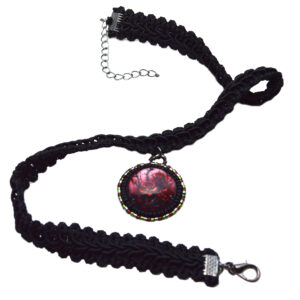 Unique Rose Black and Red Gothic Pendant Lace Ribbon Choker